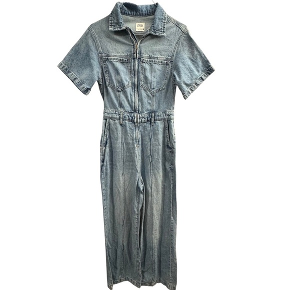 Zara Light Blue Denim Jumpsuit - Picture 5 of 8